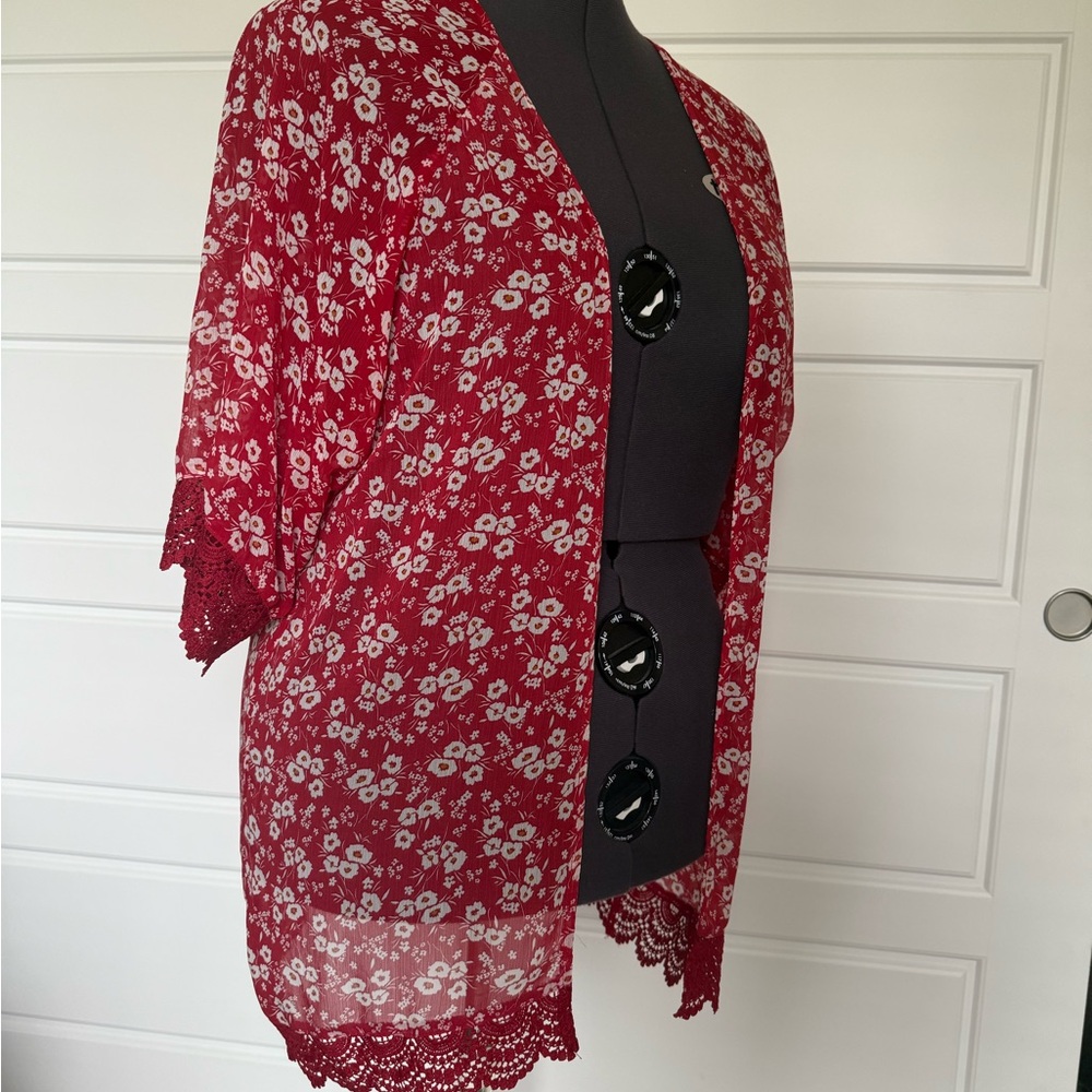 Maurices Red Floral Cape